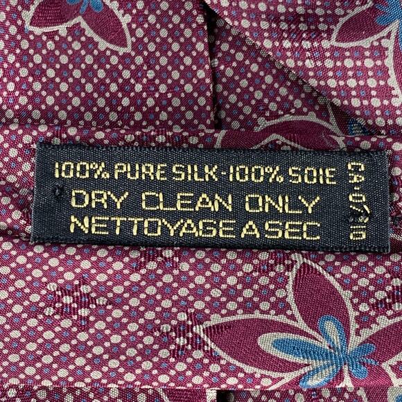 GIORGIO ARMANI Burgundy Taupe Abstract Floral Silk Tie - Picture 4 of 4